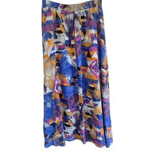 VINTAGE Susan Burrowes Abstract Flowy Maxi Skirt